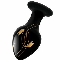 Xgen Anal Toys Secret Kisses Handblown Glass Plug - Black/gold