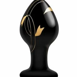 Xgen Anal Toys Secret Kisses Handblown Glass Plug - Black/gold