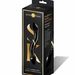 Xgen Secret Kisses 7.5" Handblown Double Ended Dildo - Black-gold Dildos