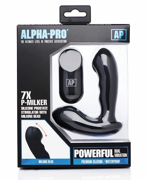 XR Brands Alpha Pro 7x P-milker Prostate Stimulator With Milking Bead - Black