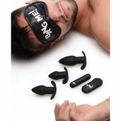 XR Brands Bang! Backdoor Adventure Remote Control 3 Piece Butt Plug Vibe Kit - Black