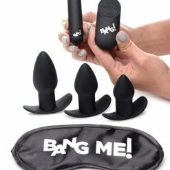 XR Brands Bang! Backdoor Adventure Remote Control 3 Piece Butt Plug Vibe Kit - Black
