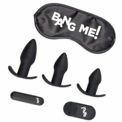 XR Brands Bang! Backdoor Adventure Remote Control 3 Piece Butt Plug Vibe Kit - Black