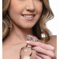 XR Brands Anal Toys Booty Sparks Pink Gem Glass Anal Plug