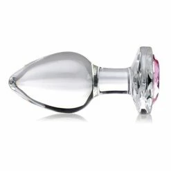 XR Brands Anal Toys Booty Sparks Pink Gem Glass Anal Plug