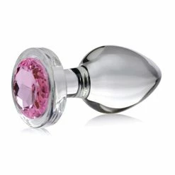 XR Brands Anal Toys Booty Sparks Pink Gem Glass Anal Plug