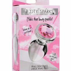 XR Brands Anal Toys Booty Sparks Pink Gem Glass Anal Plug