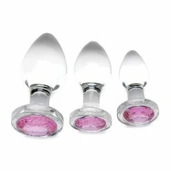 XR Brands Anal Toys Booty Sparks Pink Gem Glass Anal Set