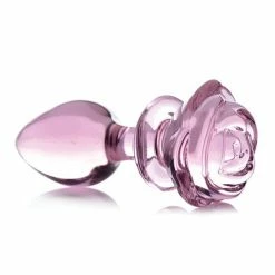 XR Brands Booty Sparks Pink Rose Glass Anal Plug Anal Toys
