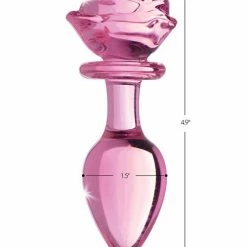 XR Brands Booty Sparks Pink Rose Glass Anal Plug Anal Toys