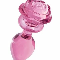 XR Brands Booty Sparks Pink Rose Glass Anal Plug Anal Toys