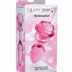 XR Brands Booty Sparks Pink Rose Glass Anal Plug Anal Toys