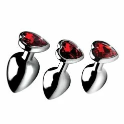 XR Brands Booty Sparks Red Heart Gem Anal Plug Set
