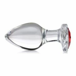 XR Brands Booty Sparks Red Heart Gem Glass Anal Plug