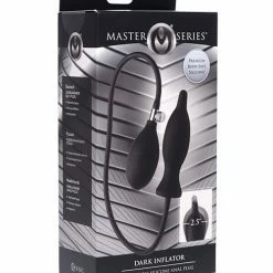 XR Brands Master Series Dark Inflator Inflatable Silicone Anal Plug - Black