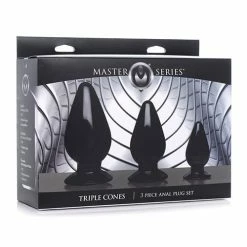 XR Brands Master Series Triple Anal Plug - Black Set Of 3