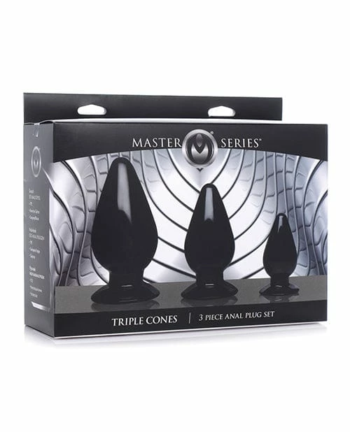 XR Brands Master Series Triple Anal Plug - Black Set Of 3