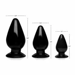 XR Brands Master Series Triple Anal Plug - Black Set Of 3