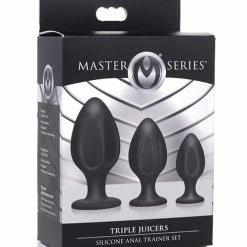 XR Brands Master Series Triple Juicers Silicone Anal Trainer Set - Black