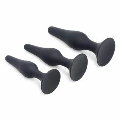XR Brands Master Series Triple Tapered Silicone Anal Trainer - Black Set Of 3