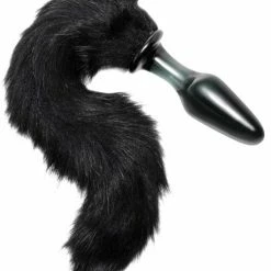 XR Brands Tailz Midnight Fox Tail Glass Anal Plug