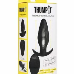 XR Brands Thump It Kinetic Thumping 7x Swirled Anal Plug - Black