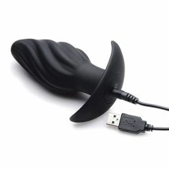 XR Brands Thump It Kinetic Thumping 7x Swirled Anal Plug - Black