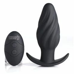XR Brands Thump It Kinetic Thumping 7x Swirled Anal Plug - Black