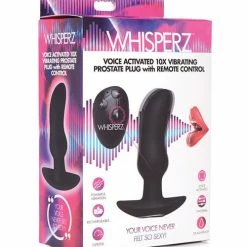 XR Brands Whisperz Voice Activated 10x Vibrating Prostate Plug With Remote Control - Black