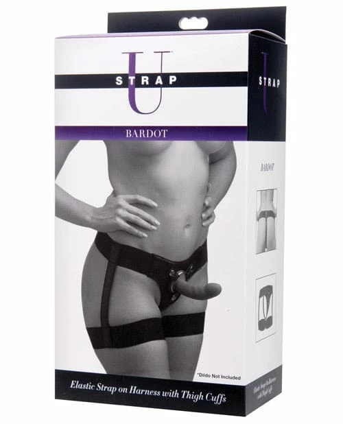 XR Brands Strap U Bardot Elastic Strap-on Harness With Thigh Cuffs Dildos