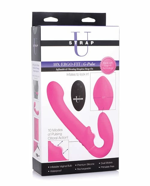 XR Brands Strap-U Ergo-fit G-pulse Inflatable & Vibrating Strapless Strap-on