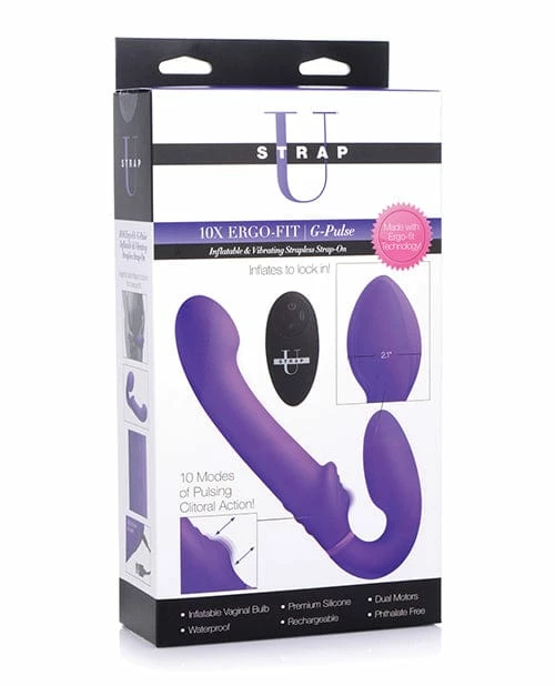 XR Brands Strap-U Ergo-fit G-pulse Inflatable & Vibrating Strapless Strap-on