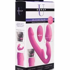 XR Brands Strap U Evoke Ergo Fit Strapless Strap On Dildo With Remote - Pink Dildos