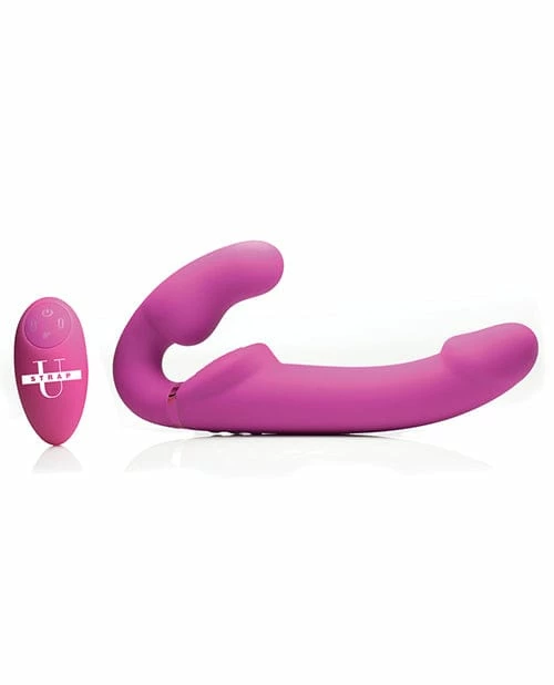 XR Brands Strap U Evoke Ergo Fit Strapless Strap On Dildo With Remote - Pink Dildos