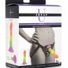 XR Brands Strap U Proud Silicone Dildo With Harness - Rainbow