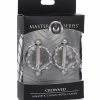 XR Brands Master Series Crowned Magnetic Nipple Clamps - Silver Kink & BDSM