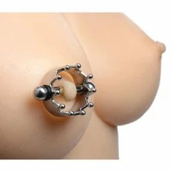 XR Brands Master Series Crowned Magnetic Nipple Clamps - Silver Kink & BDSM