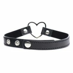 XR Brands Master Series Dark Heart Chrome Heart Choker - Black
