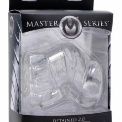 XR Brands Master Series Detained 2.0 Restrictive Chastity Cage With Nubs - Clear Kink & BDSM