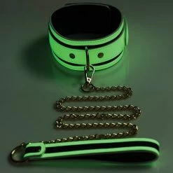 XR Brands Master Series Kink In The Dark Glowing Collar With Leash