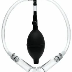 XR Brands Size Matters Nipple Pumping System With Dual Cylinders - Clear