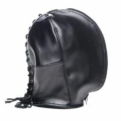 XR Brands Kink & BDSM Strict Zip Front Bondage Hood - Black