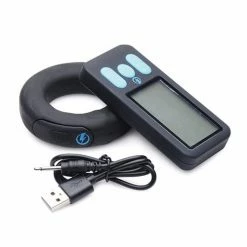 XR Brands Zeus ElectroSex E-stim Pro Silicone Vibrating Cock Ring With Remote - Black Kink & BDSM