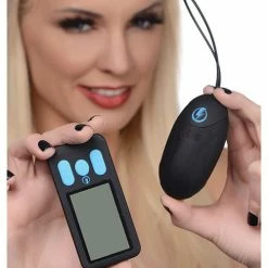 XR Brands Zeus ElectroSex E-stim Pro Silicone Vibrating Egg With Remote - Black