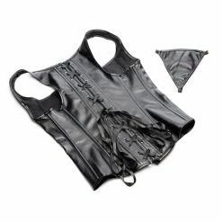 XR Brands Strict Lace-up Corset Vest With Thong