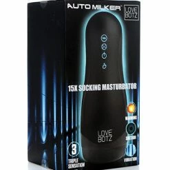 XR Brands Lovebotz Auto Milker 15x Sucking Masturbator - Black