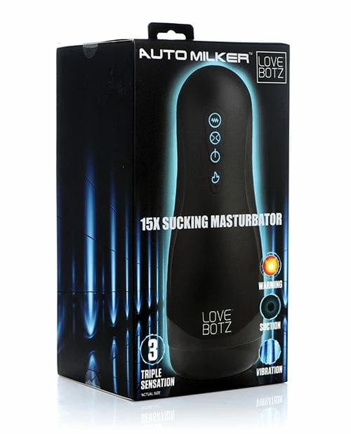 XR Brands Lovebotz Auto Milker 15x Sucking Masturbator - Black