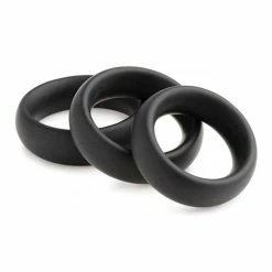 XR Brands Master Series 3 Piece Silicone Cock Ring Set - Black Penis Toys