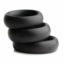 XR Brands Master Series 3 Piece Silicone Cock Ring Set - Black Penis Toys