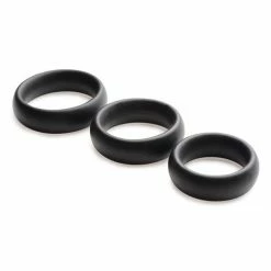 XR Brands Master Series 3 Piece Silicone Cock Ring Set - Black Penis Toys